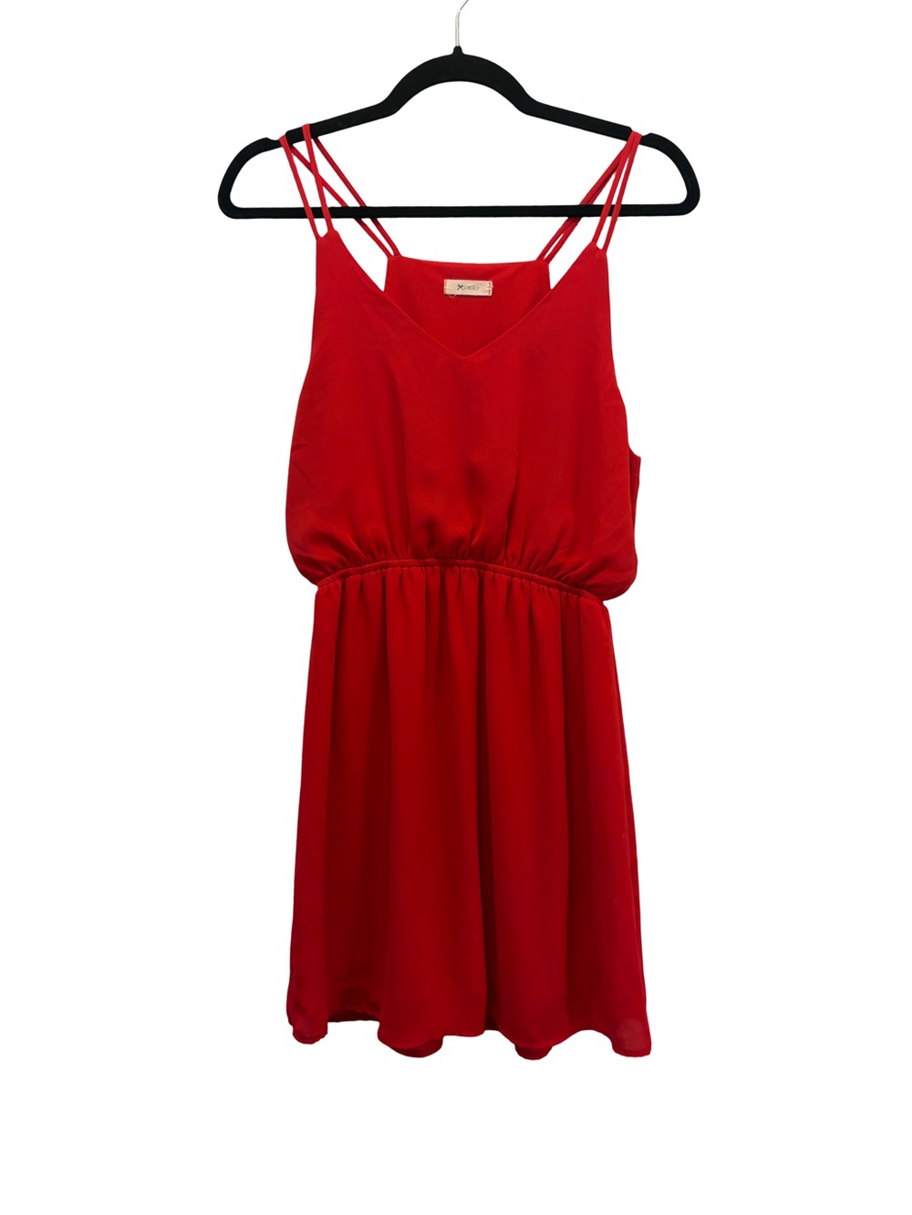 Everly Red Strappy Mini Dress Women's M V Neck Sleeveless Blouson